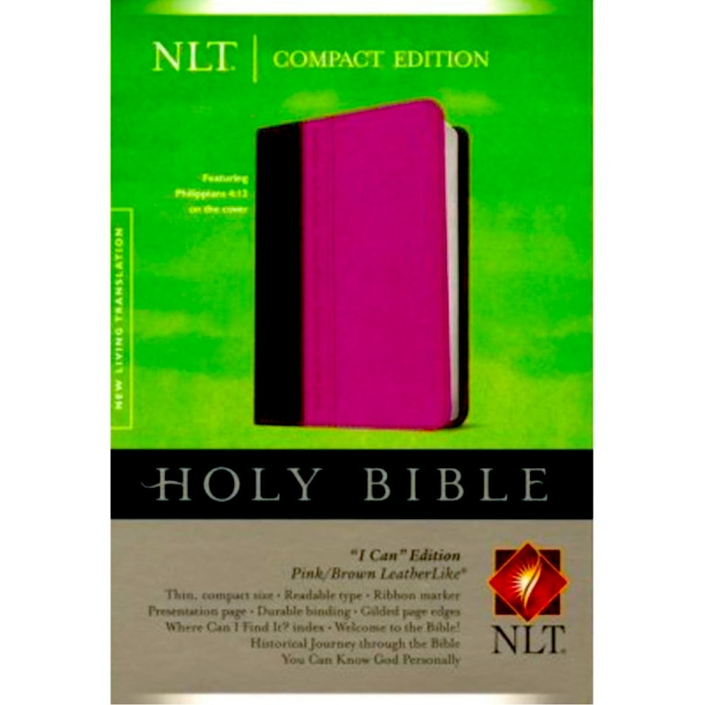NLT Compact Edition Bible Imitation Leather, Philippians 4:13 pink/brown